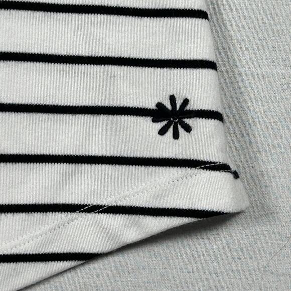 Striped Minimalist Soft Basic V-Neck Tee Isaac Mizrahi Women's Black White XS - Picture 2 of 6